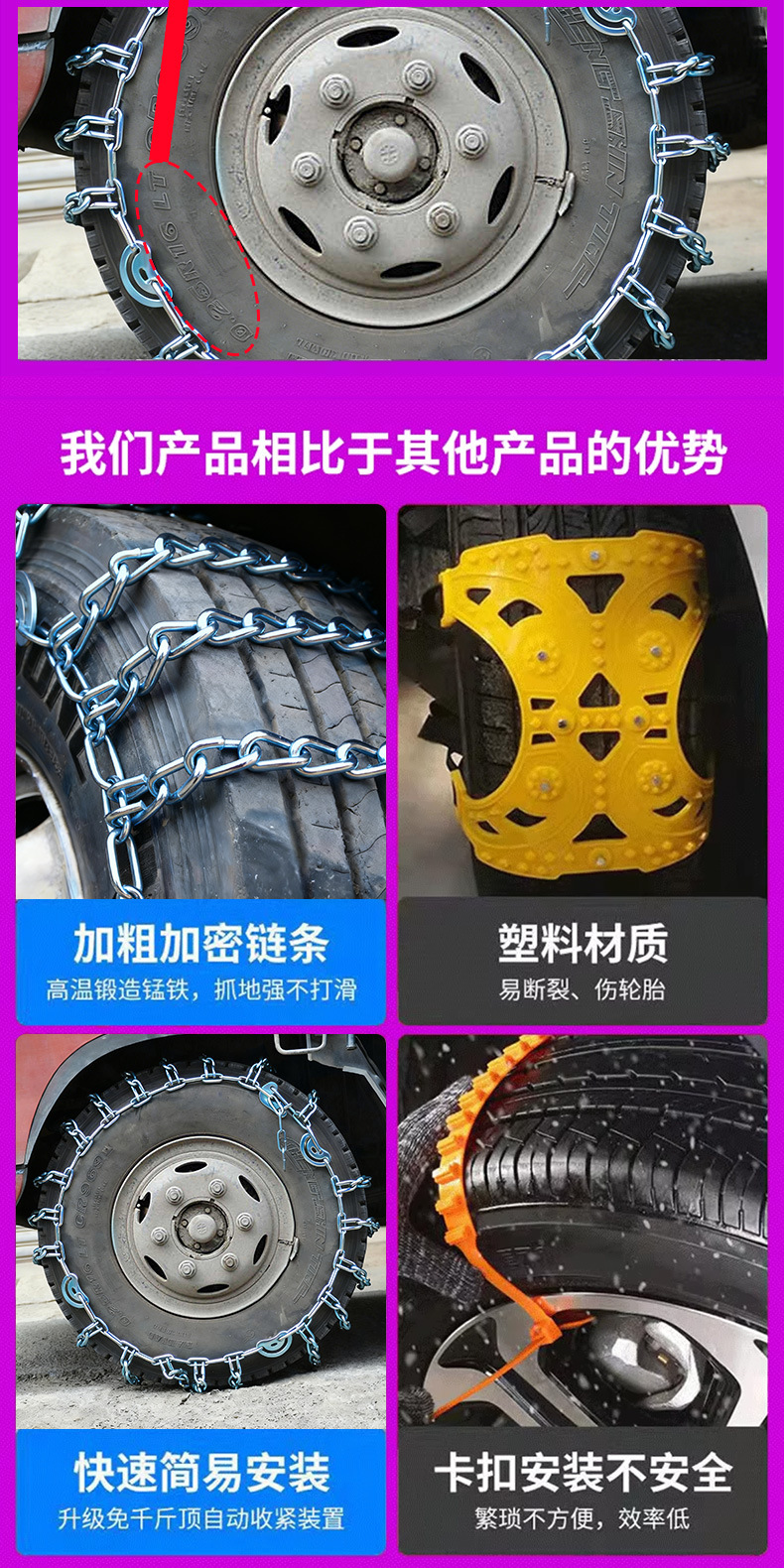 Truck Anti-Skid Chains Manufacturer, Extra Thick and Densely Woven, Specialized for Snow and Mud, Tricycles, Manganese Steel, Trucks, Engineering Vehicles, Semi-Trailers