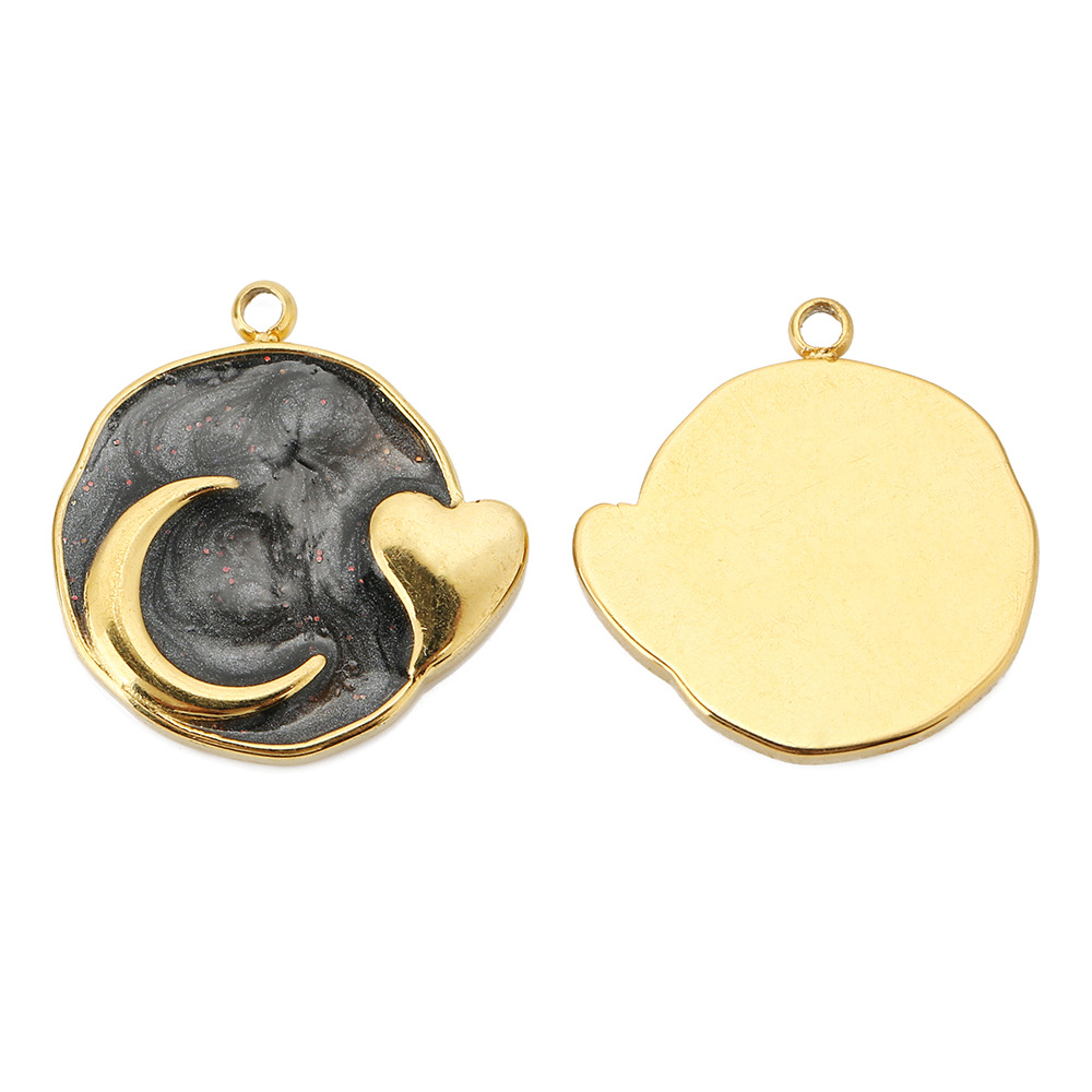 Hole 1~1.9mm Hole Size 5 PCS/Package 17*17mm Hole 1~1.9mm 304 Stainless Steel Moon Heart Shape Polished Pendant