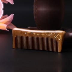 整料綠檀木梳檀香防靜電防脫髮木梳子女送閨蜜刻字節日禮品禮物