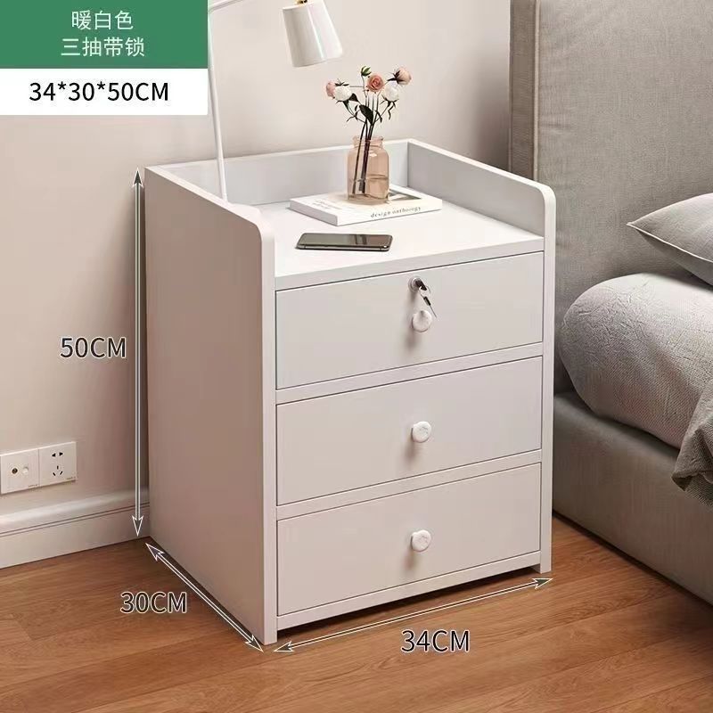 잠금 장치가 있는 따뜻한 흰색 3개의 서랍 34*30*50