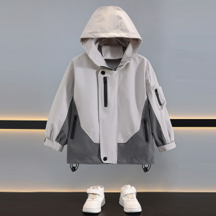 [93% Rate] Boys' Spring and Autumn Outdoor Hooded Tooling Jacket 2024 New Children's Men