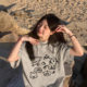 Summer Loose T-Shirt Women's Milk Silk Gray Slimming Short-sleeved Small-sized Shoulder Crewneck Top Design Sense Women's Fashion