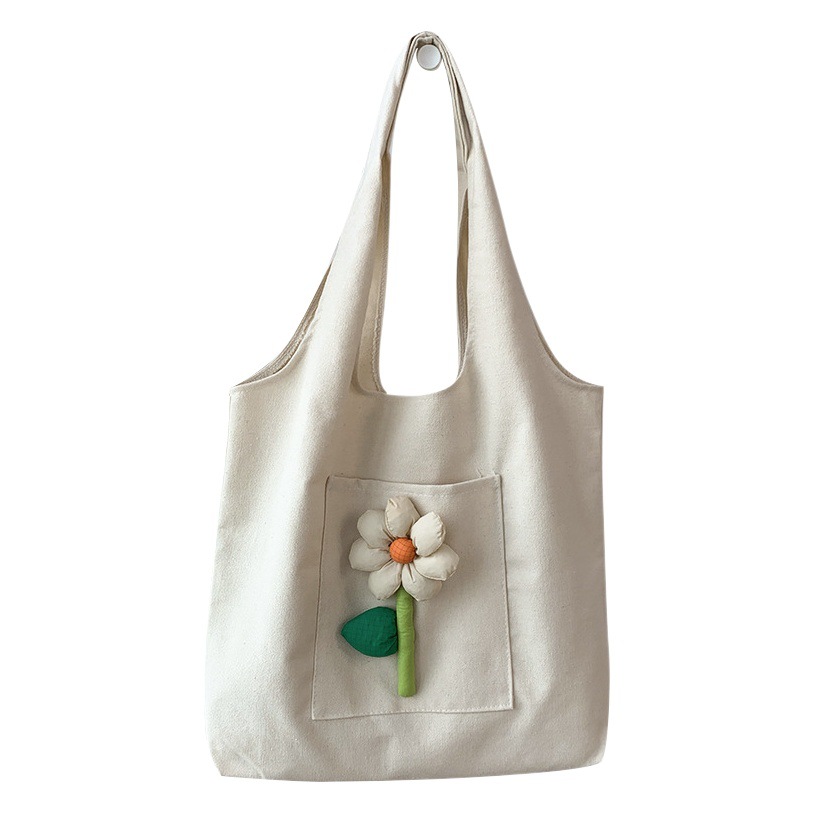 Bolso de lona de nuevo estilo para mujer, bolso de lona rojo colorido literario con flores frescas japonesas y coreanas, bolso de compras para chaleco