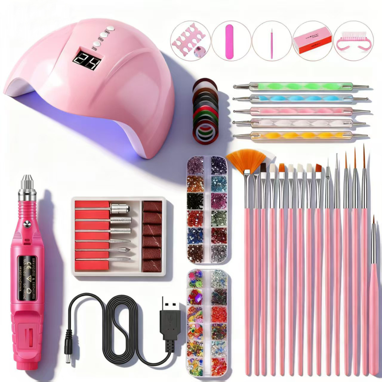 Transfronterizo herramientas de uñas traje inteligente lámpara de uñas USB máquina de pulir uñas pluma traje de joyería de uñas