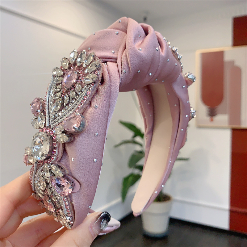 Inlay Design Retro Style Retro Water Droplets Cloth Inlay Rhinestones Hair Band