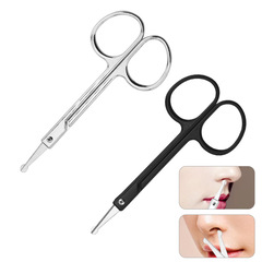 Manufacturer wholesale electroplated round head nose hair scissors zinc alloy beauty scissors trimming nose hair and beard makeup tools