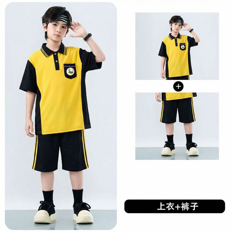 Spring and Summer 2025 Huicheng District Primary School Uniform Academy Style Short Sleeve Sports Class Uniform Formulation Garden Uniform suit Spring and Autumn Clothing