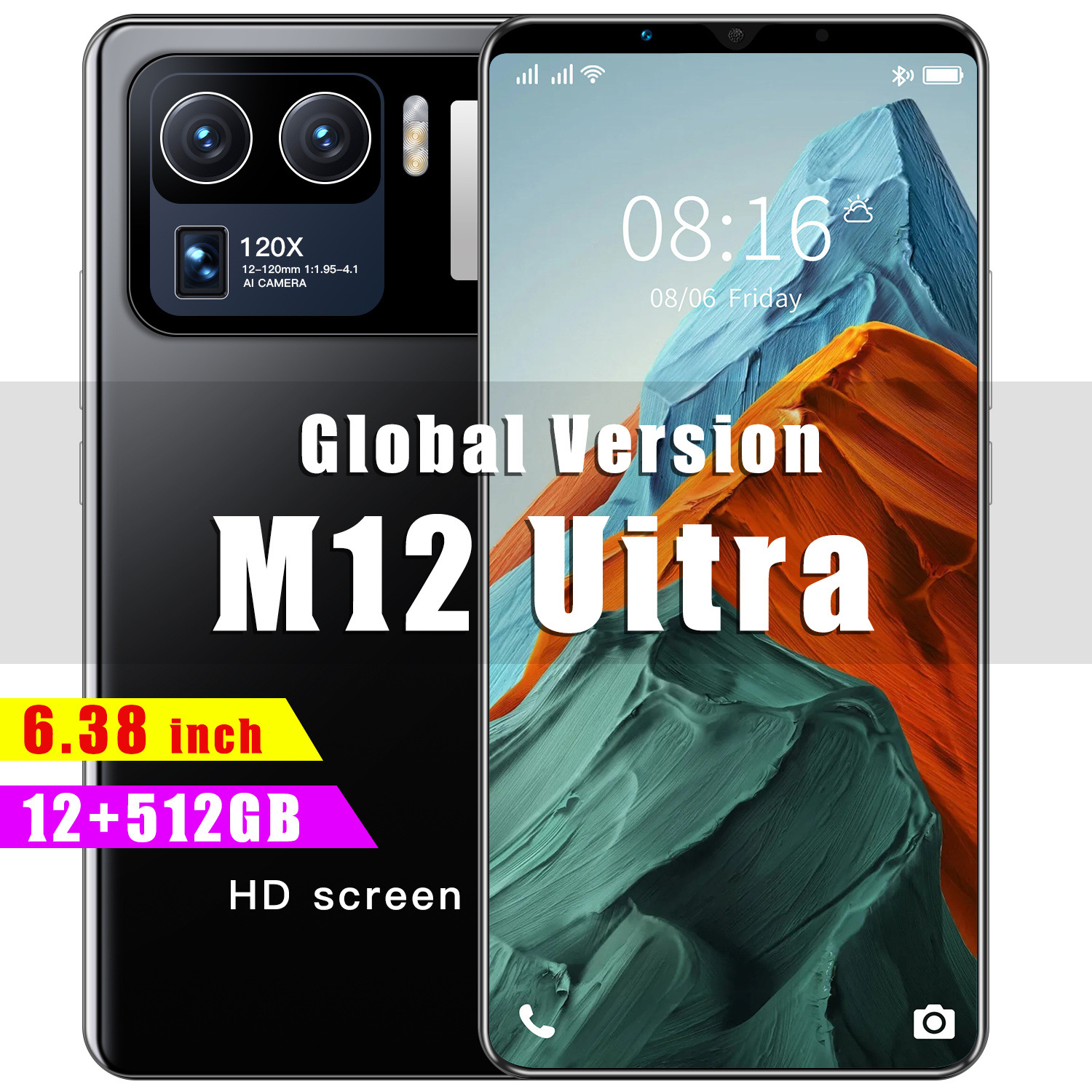 厂家直销东南亚跨境手机ebay虾皮Lazada爆款M12Uitra外贸智能手机