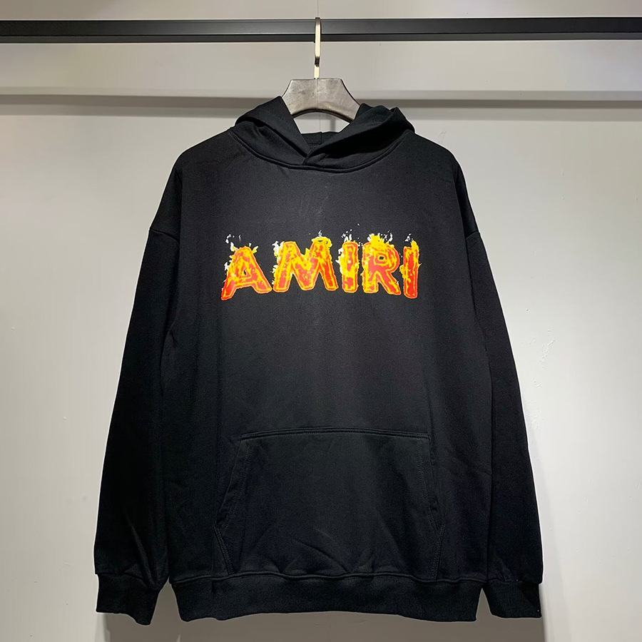 AMIRI suéter colección de letras de impresión transfronterizas 360 gramos de anillo masculino suelto casual sudadera encapuchada
