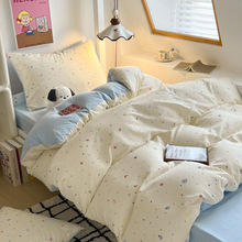 双层纱学生三件套皱皱纱布宿舍床三件套双层纱四件套上下铺三件套