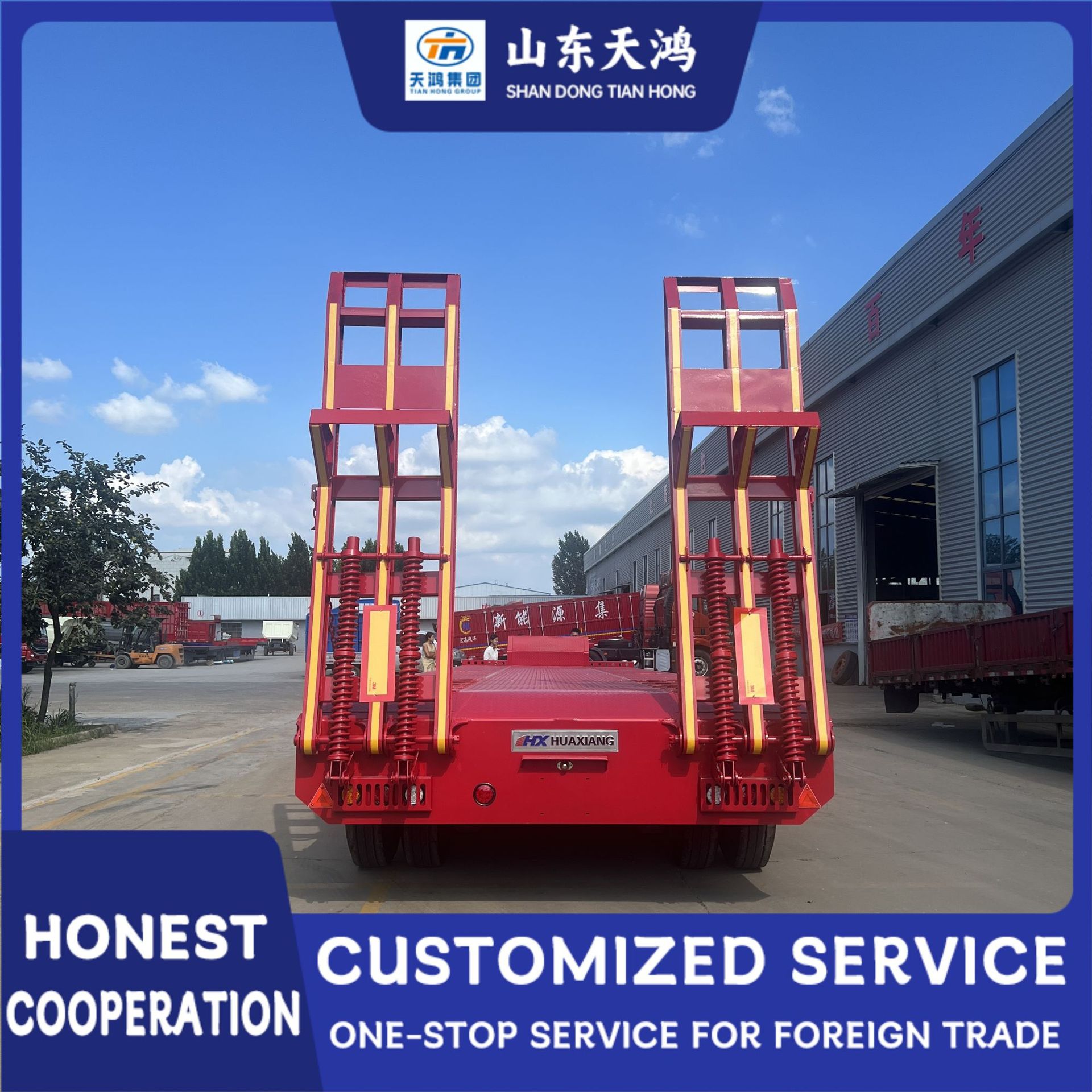 Source Factory Supplies Wholesale Heavy-Duty Low-Bed Engineering Machinery Trailers and Semi-Trailers to Southeast Asia, Middle East, and Africa