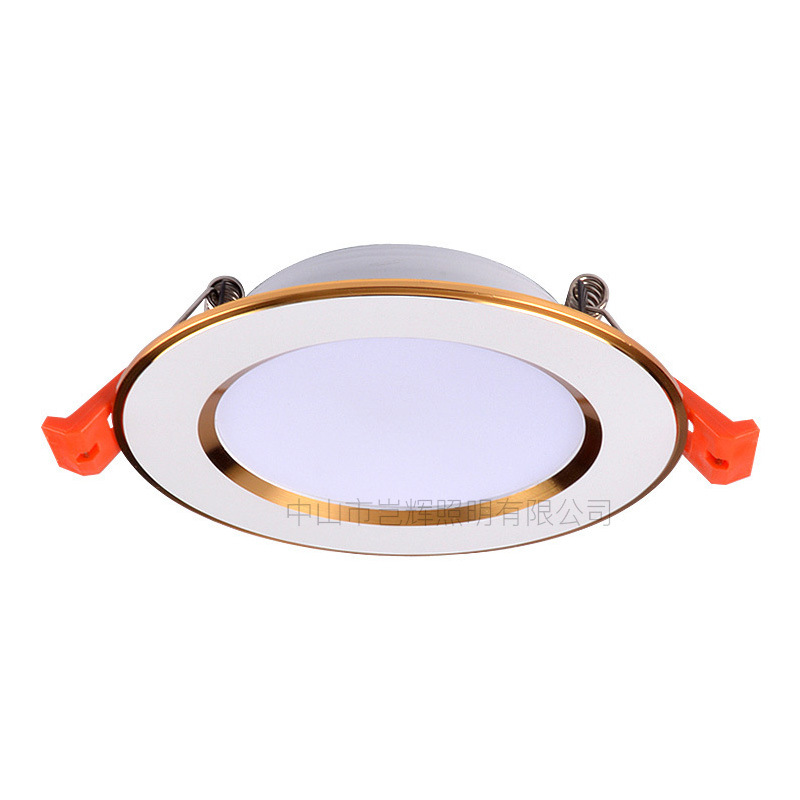 LED downlight incrustado ingeniería de decoración doméstica lámpara de techo tricolor luminoso ahorro de energía ultra delgada 5w lámpara de sala de estar ultra delgada