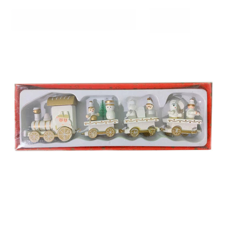 Piiriülesed jõulukaunistused puidust neljaosaline rong laste pühadekingitused akna töölaua ehted_voghion.com