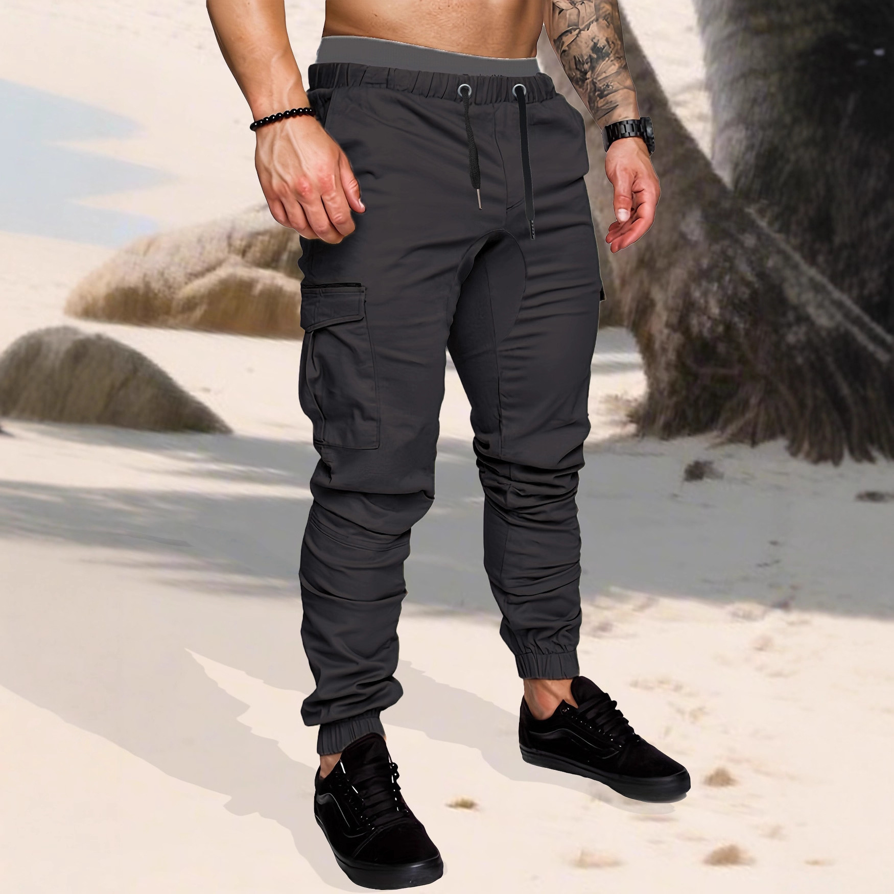 Amazon transfronterizo Europa y Estados Unidos hombre multi-bolsillo micro-elástico herramientas de ocio multi-bolsillo pantalones deportivos pantalones para hombre