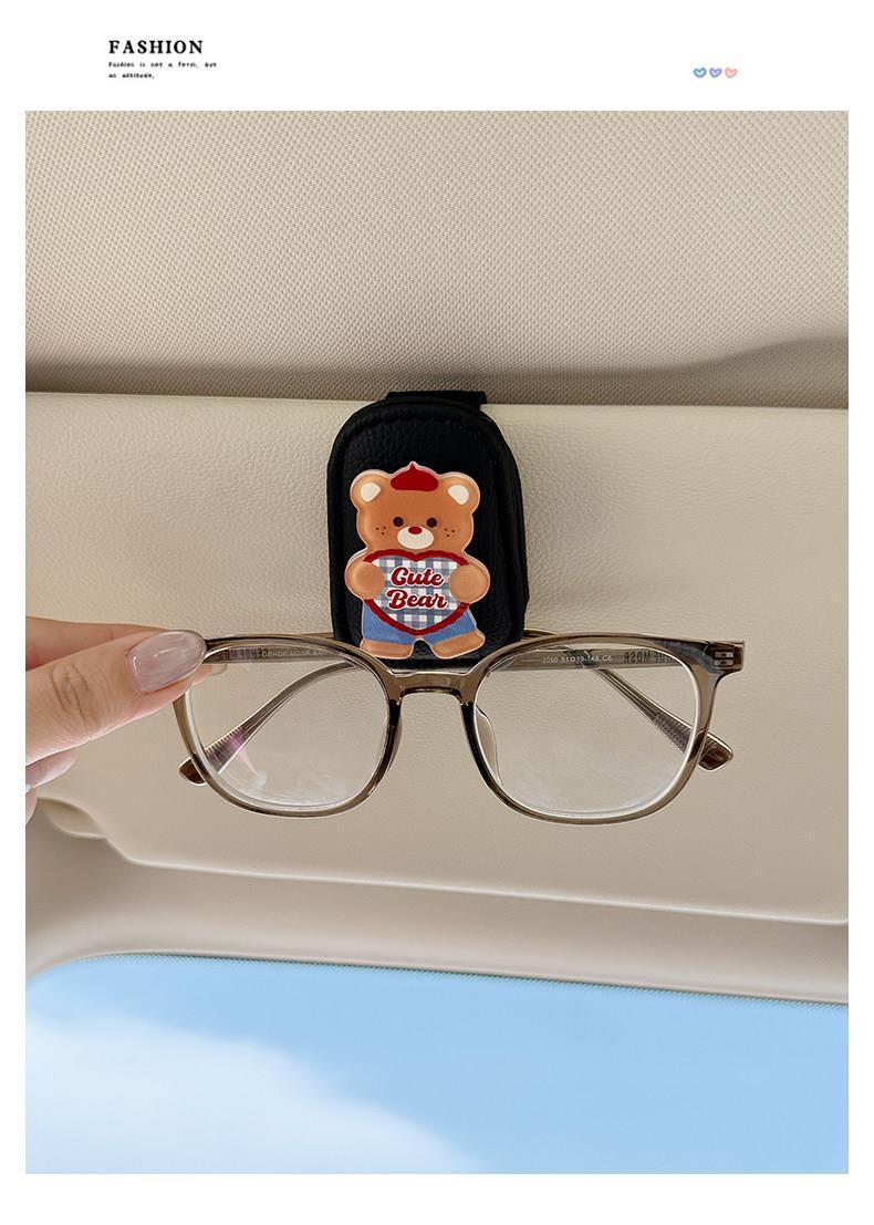 Cute Kt Cat Car Glasses Holder, Car Sun Visor Multifunctional Sunglasses Holder, Sunglasses Card and Receipt Holder