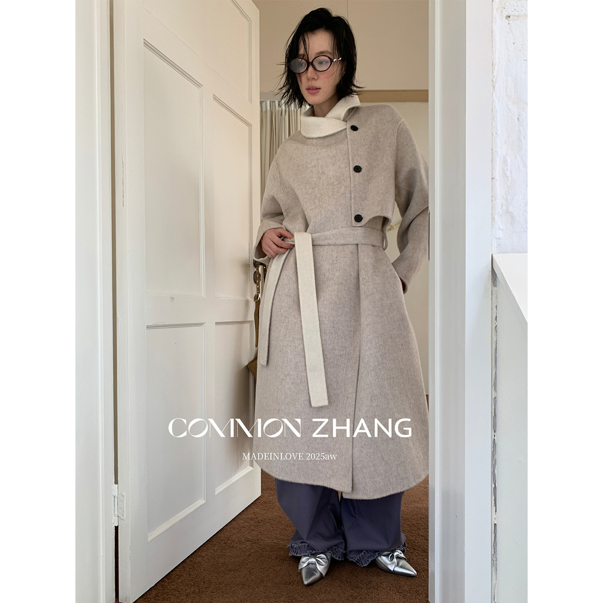 Cz Zhang Autumn and Winter Skin-Friendly Pure Wool Handmade Double-Sided Woolen Outwear Women's Design Woolen Outwear B39739