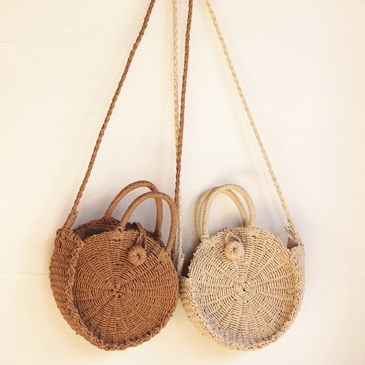 The new straw bag Xia Nu's round paper rope bag vacation bag