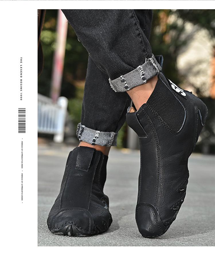 Toamna și iarna, cizme Martin înalte pentru bărbați, mărime mare, din piele de vacă autentică, din bumbac, calde, pentru toamnă și iarnă_voghion.com