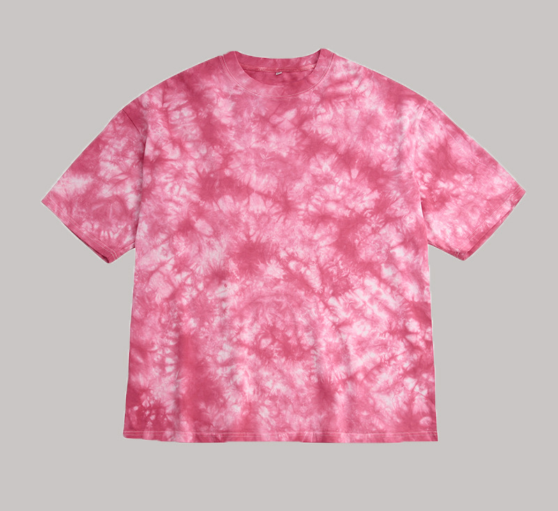 Super Plus size Street retro puro algodón 240g gota-hombro pequeño cuello redondo suelto camiseta teñida camiseta casual de los hombres