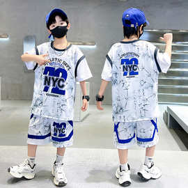 男童篮球服套装中大童72号男孩洋气夏季短袖儿童装运动速干球衣潮