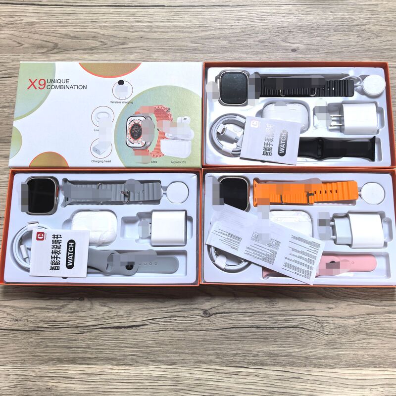 Cross-Border Huaqiangbei X9 Smart Watch Ultra3 Bluetooth Headset Six-In-One Set Dual Watch Straps Gift with Chinese Language