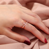 Golden accessory, white zirconium, adjustable copper ring, European style, micro incrustation, simple and elegant design