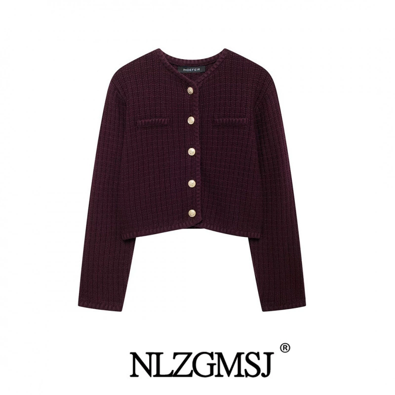 2024 осенний новый женский стиль европейский и американский стиль моды текстура трикотажный короткий кардиган 1214993