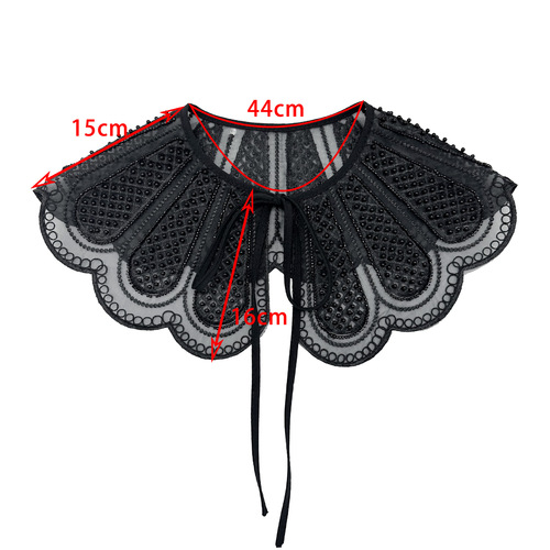 New Organza White Embroidered Rice Beads Three-dimensional Embroidered Fake Collar Women's Versatile Shawl Factory Direct Sales