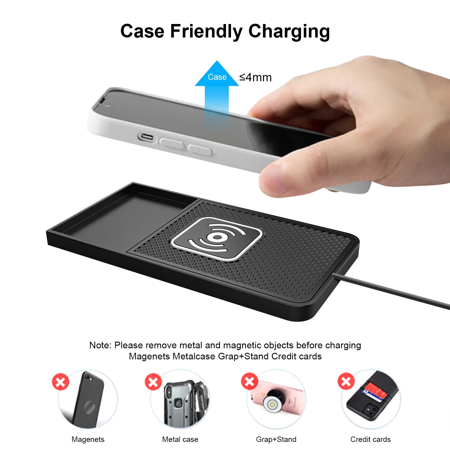 Car Wireless Charging Pad 15W Mobile Phone Wireless Charger with Step Design for Car Use, New and Suitable for Apple 17
