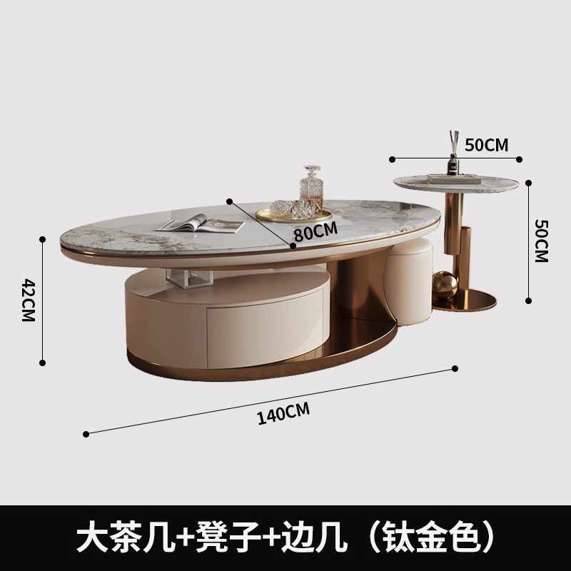Moderno minimalista italiano de lujo mesa de té de tabla de roca sala de estar casa combinación de tamaño oval diseño creativo
