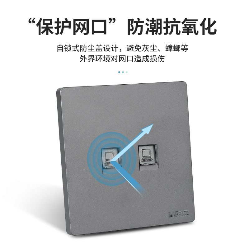 Type 86 Category 5 and 6 Gigabit Single Port Dual Port Computer Network Cable Network Broadband Socket Panel Module Information Socket