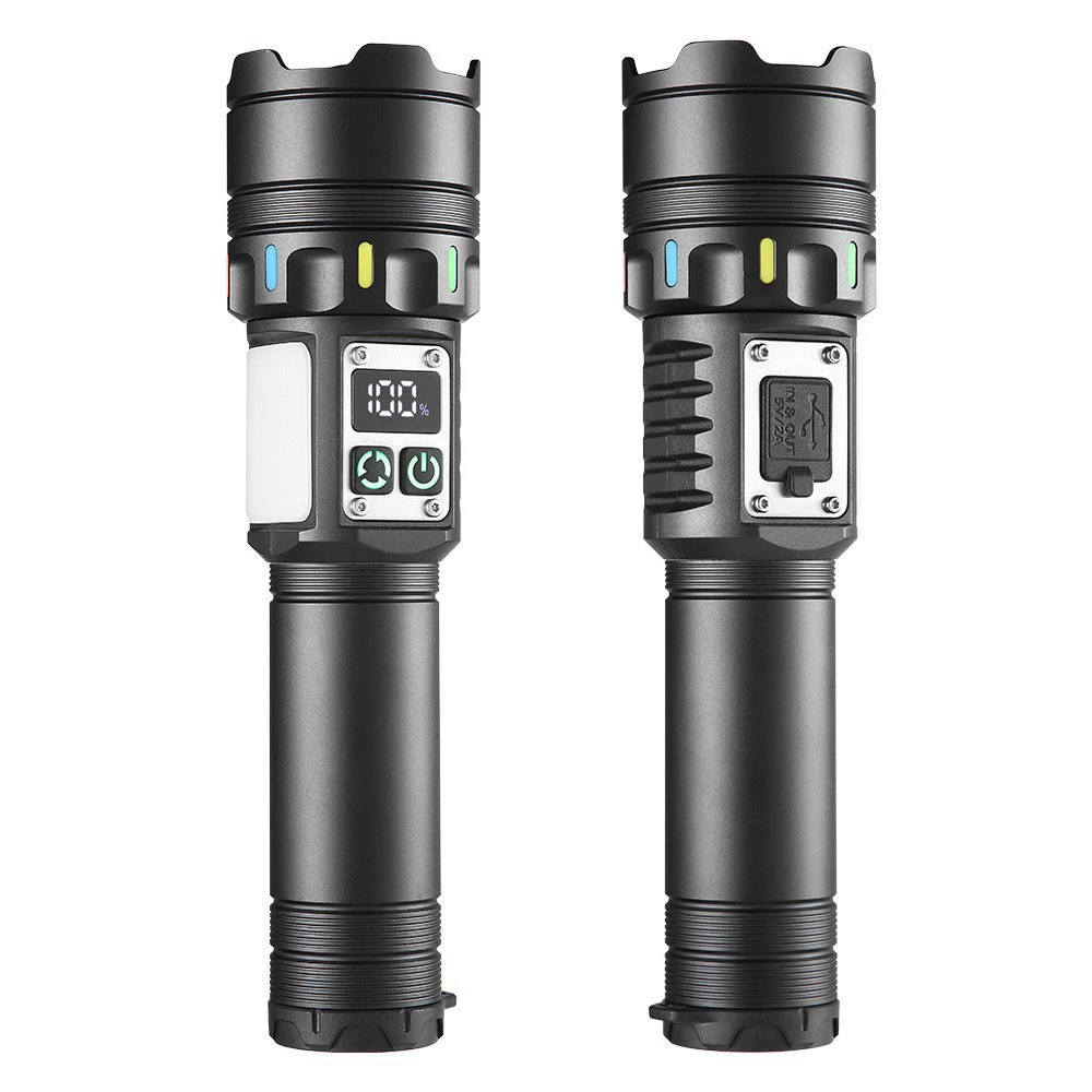 Новый белый лазерный фонарик с COB-подсветкой, мощный свет, USB-зарядка, цифровой дисплей, зум для улицы, встроенный светодиодный фонарик