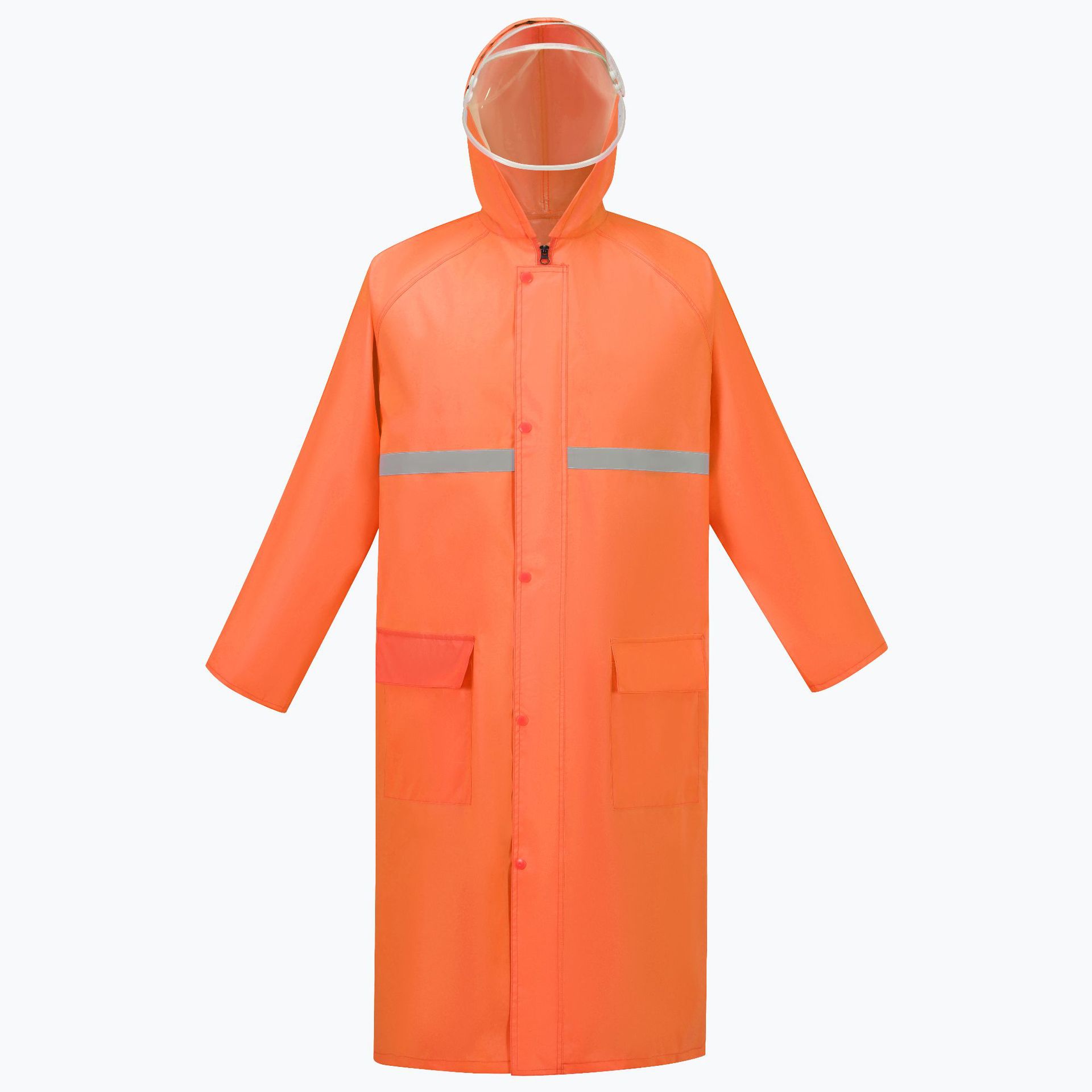 Una chaqueta de lluvia larga y gruesa a prueba de tormentas de todo el cuerpo caminando en servicio sanitario al aire libre chaqueta de lluvia de emergencia reflectante