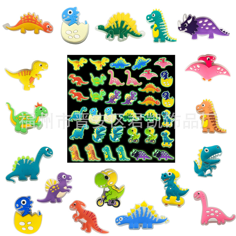 Luminous Dinosaur Hole Shoes Accessories Shoes Flower Shoe Buckle DIY High-end Shoes Decorative PVC Soft Rubber Detachable in stock