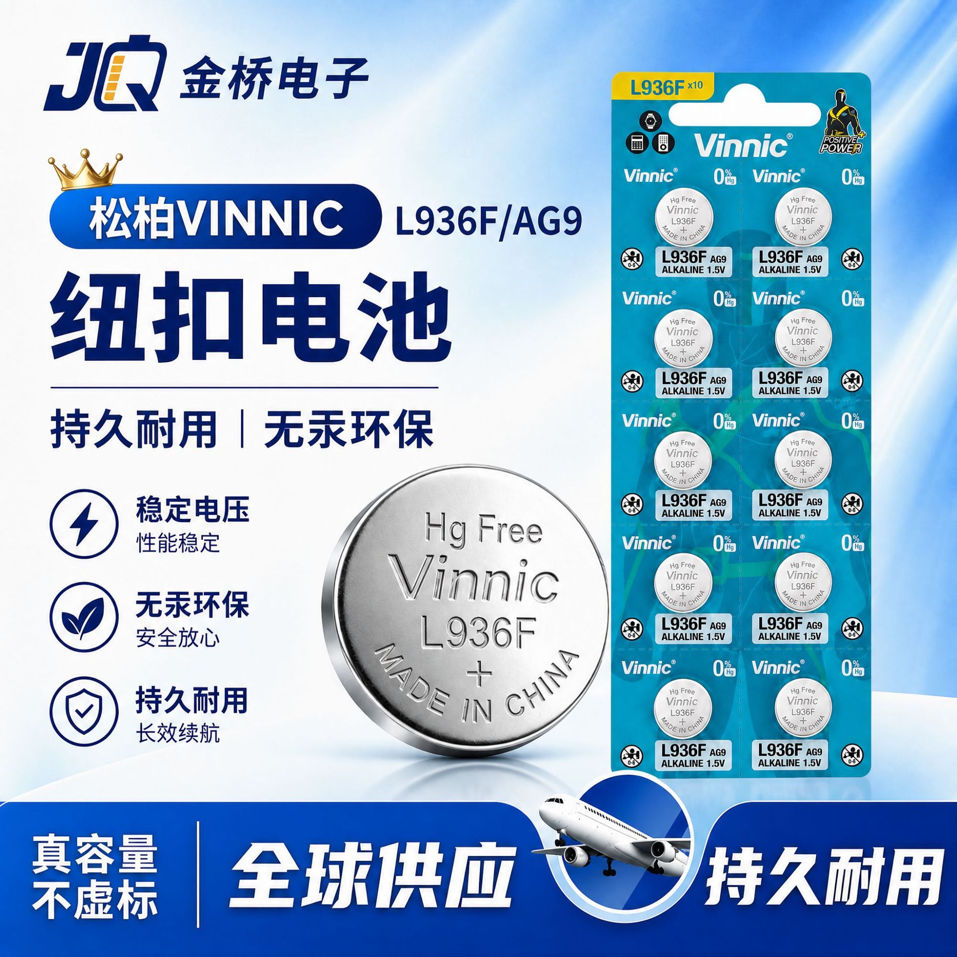 Vinnic Pinecone L936F Düymə Batareya Ag9/Lr936/194