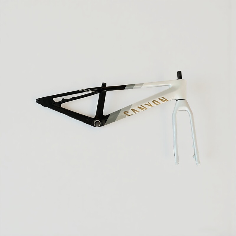 Canyon carbon fiber mountain bike frame with front fork 24inch climbing bike frame in white and black-grey color scheme