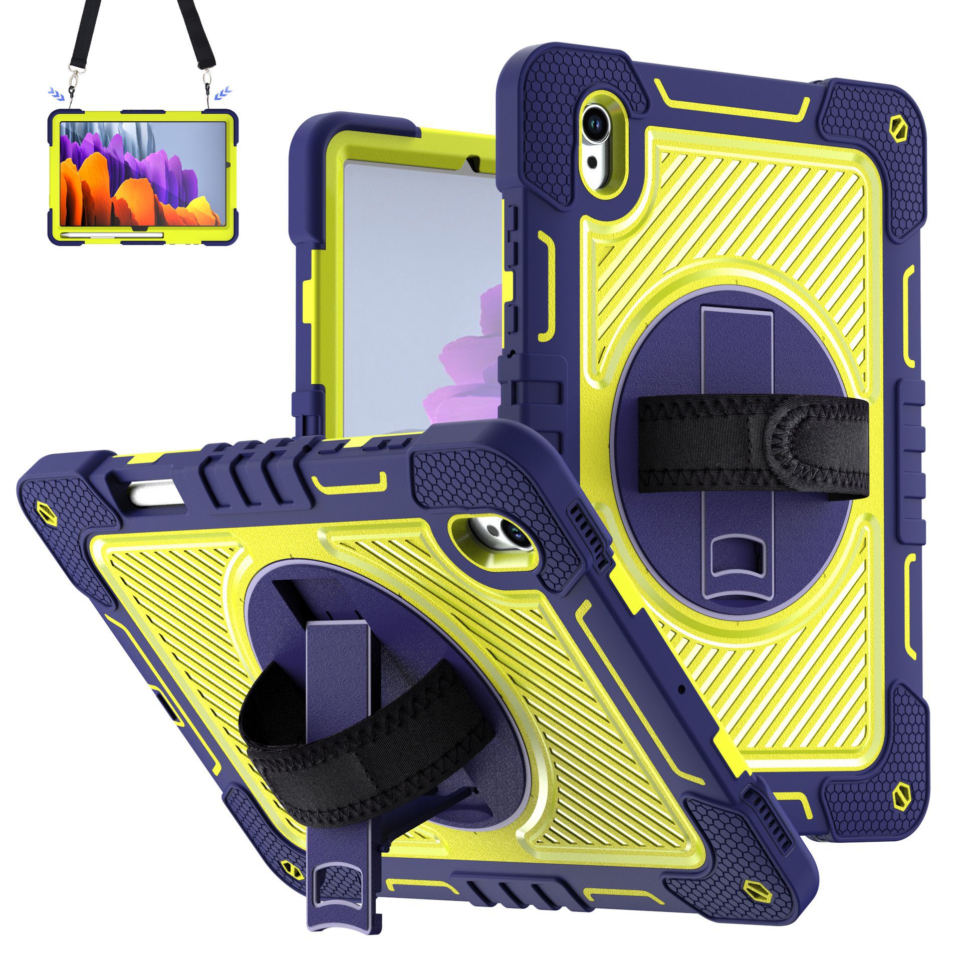 Suitable for Samsung Tab S11 11inch 2025 Tablet Case Hand Strap Shoulder Strap Rotating Stand Protective Cover Cross-Border