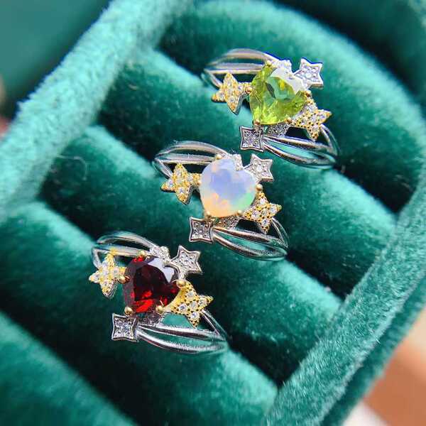 organic fashionable trend universal ring pomegranate heart shaped