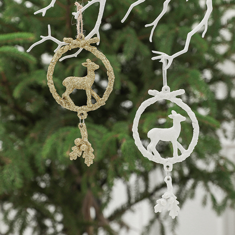 Hong Kong Heng Navidad nuevo blanco oro Elk resina colgante árbol de Navidad decoraciones Estilo nórdico Decoración