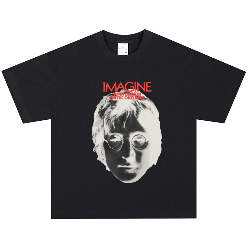 John Lennon T-shirt rock American retro trendy distressed short-sleeve heavy vintage long-sleeve John Lennon T-shirt rock American retro trendy distressed short-sleeve heavy vintage long-sleeve