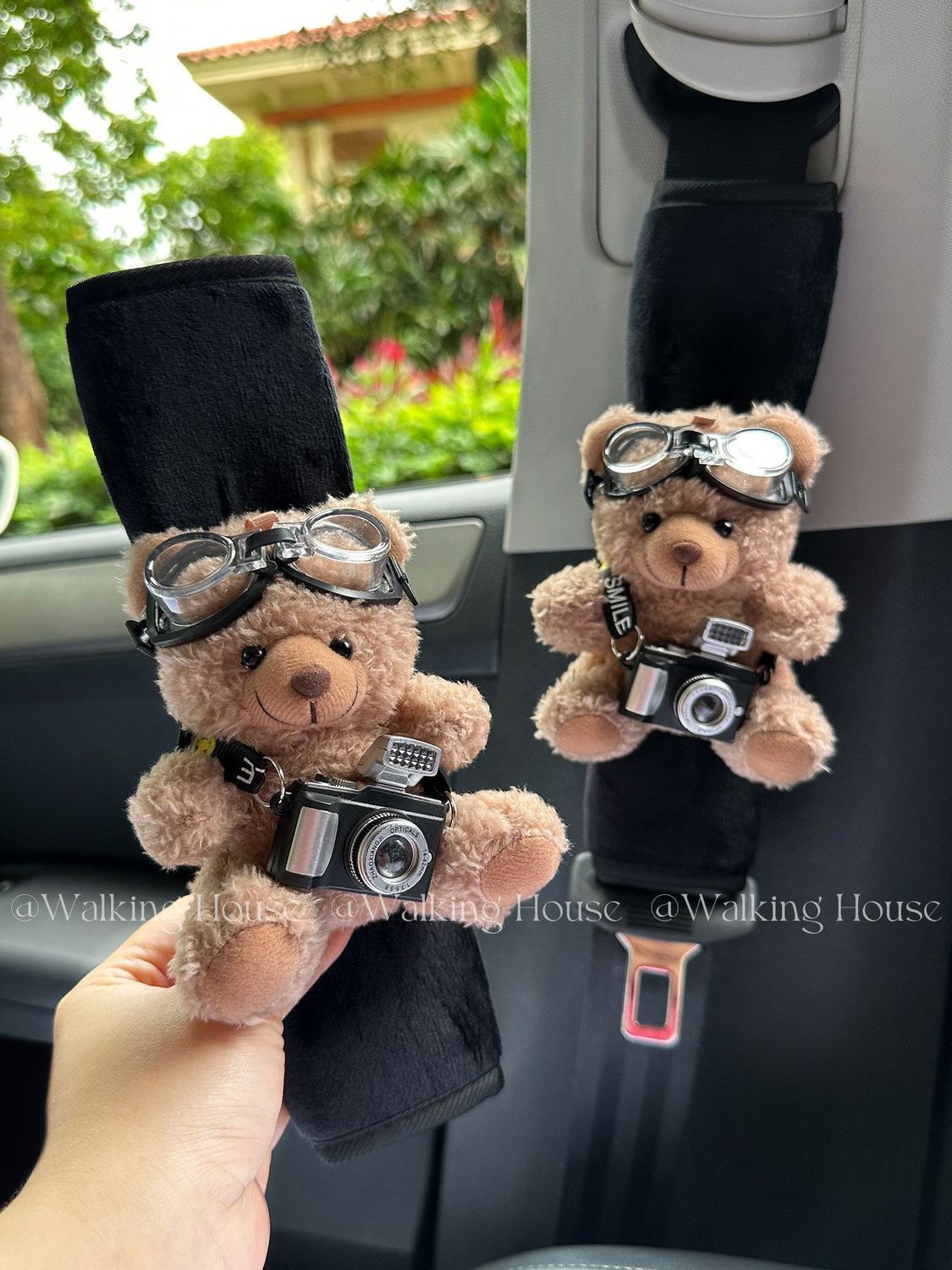 Car Seatbelt Decorative Shoulder Pads, Cute and High-End, Maillard Bear Plush Car Interior Decoration Gift