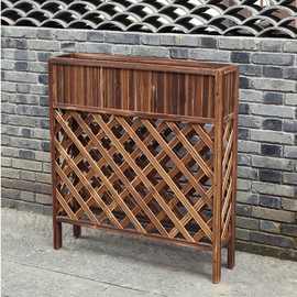 四川厂家餐厅隔断网格花架围栏装饰防腐木户外花篮室内隔断花槽