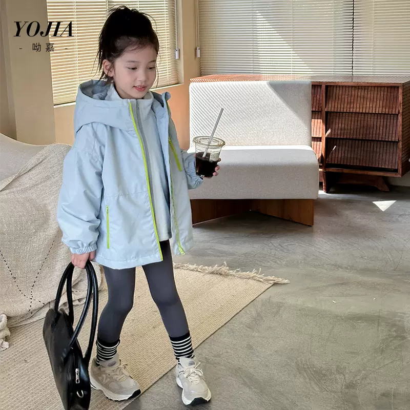 YOJIA女童三合一冲锋衣外套冬装2024新款洋气户外可拆卸儿童上衣