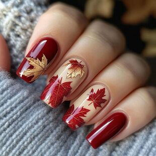 Sniffy Autumn Leaves Red Maple Gold Leaf Wear Armor Cross-border Ballet Armor nails nail patches fake nails wholesale TB-07