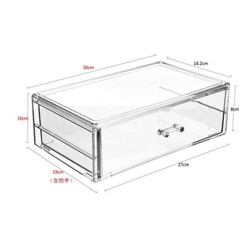 大型二層引き出しデスクトップ透明アクリル収納ボックス化粧品口紅マスク文具ラックメーカー|undefined
