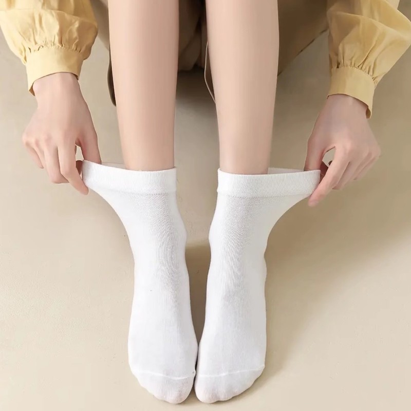 冰冰袜女夏季薄款袜子白色防臭月子中筒袜夏天无骨堆堆袜|undefined