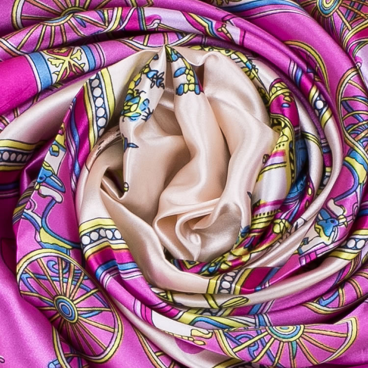 Women's Professional Decorative Satin Square Scarf 90 Cm Dual Purpose Fashionable Carriage Print Silk Scarf For Air Conditioning And Sun Protection_voghion.com