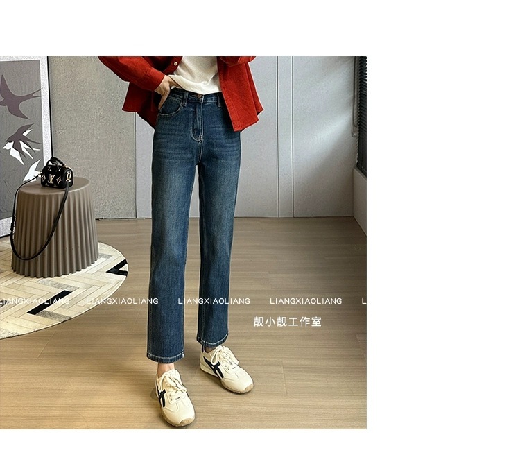 靓小靓天生细腿薯条裤万象弹莱卡棉9分小直筒烟管气质女牛仔裤|undefined