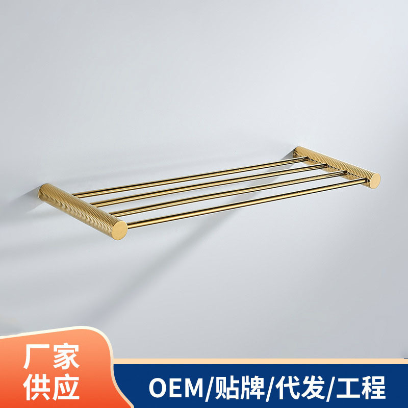 97 Series Mirror Gold In-Stock Light Luxury Minimalist Stainless Steel Towel Rack Bath Towel Rack Coat Hook Single Plate Hardware Set