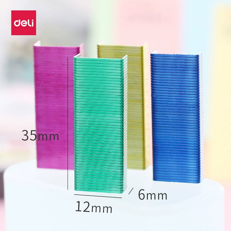 得力 0211 Colorful staple staple 24/6 Uniform staple staple 12 staple 1000 pieces/box